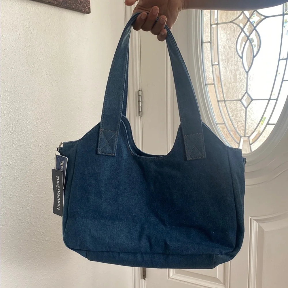 True Religion Blue Denim Tote with Slouchy Design - Picture 2 of 12